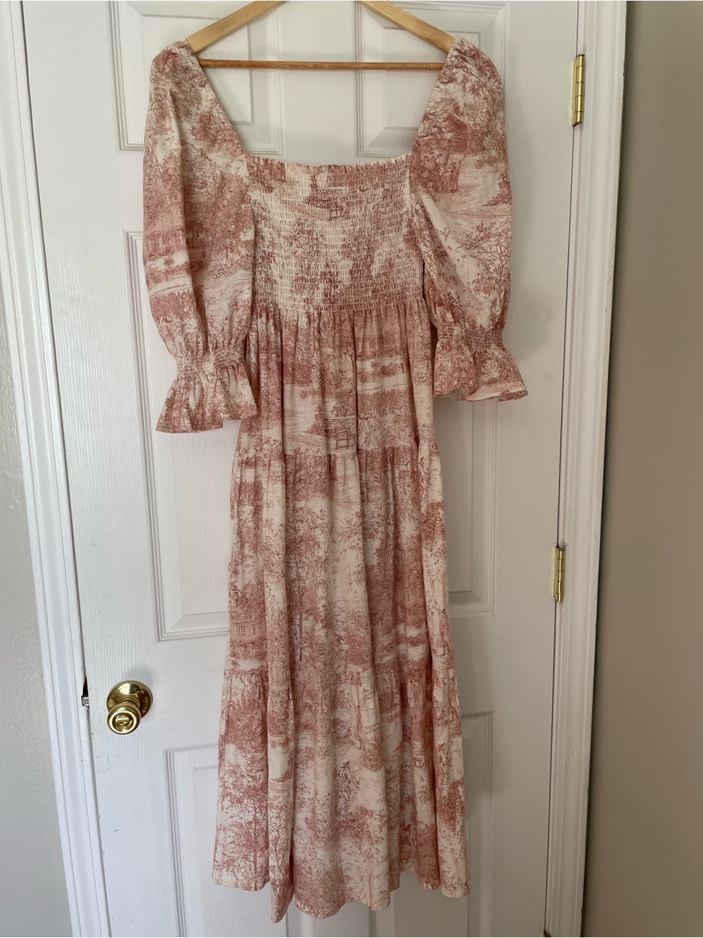 Dusty Rose Maxi Dress with Smocked Bodice